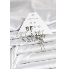 Gümüş Renk Pirinç 6'lı Kadın Küpe Seti