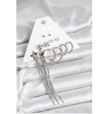 Gümüş Renk Pirinç 6 Çift Kadın Küpe Seti