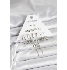 Gümüş Renk 6'lı Pirinç Küpe Seti