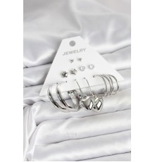 Pirinç Gümüş Renk 6 Çift Kadın Küpe Seti