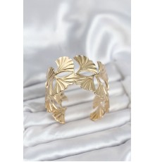 Pirinç Gold Renk Levha Yelpaze Model Kadın Bileklik