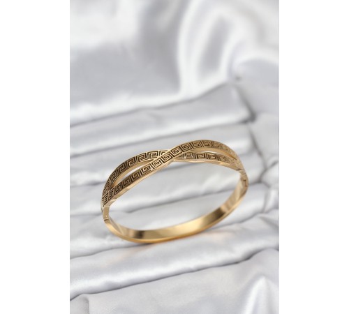 316L Çelik Gold Renk Vintage Kadın Kelepçe Bileklik