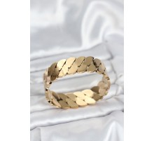 316L Çelik Gold Renk Ezme Zincir Model Kadın Kelepçe Bileklik