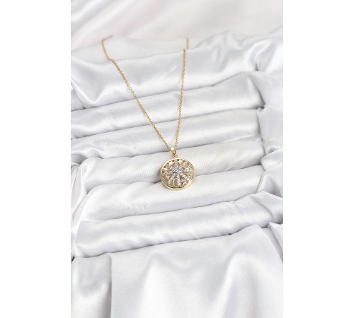316L Çelik Zincir Gold Renk Zirkon Taşlı Kadın Kolye