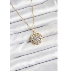 316L Çelik Zincir Gold Renk Zirkon Taşlı Kadın Kolye