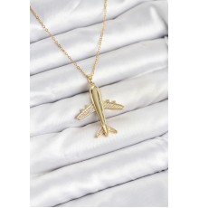 316L Çelik Zincir Gold Renk Uçak Model Kadın Kolye