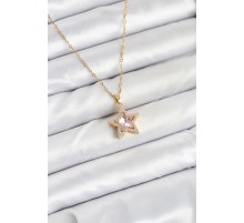 316L Çelik Zincir Pembe Taşlı Yıldız Model Kadın Kolye