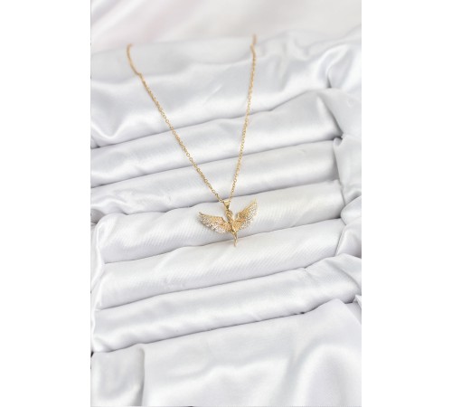 316L Çelik Zincir Gold Renk Melek Model Kadın Kolye