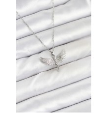 316L Çelik Zincir Gümüş Renk Melek Model Kadın Kolye