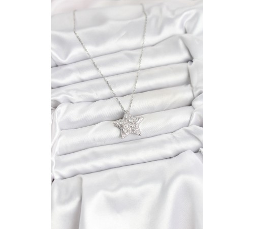 316L Çelik Zincir Gümüş Renk Yıldız Model Kadın Kolye