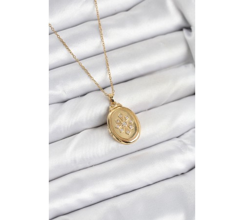 316L Çelik Zincir Gold Renk Kapaklı Açılabilir Model Kadın Kolye