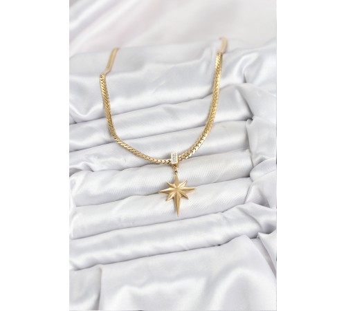 316L Çelik Zincir Gold Renk Kutup Yıldızı Model Kadın Kolye