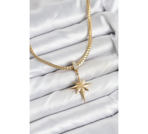 316L Çelik Zincir Gold Renk Kutup Yıldızı Model Kadın Kolye