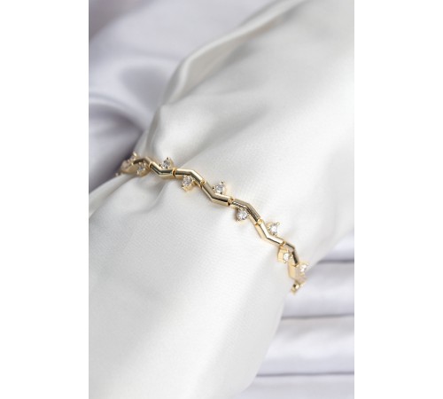 Zikzak Model Pirinç Gold Renk Bileklik