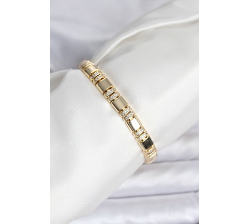 Pirinç Gold Renk Zirkon Taşlı Kadın Bileklik