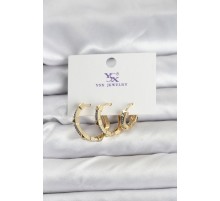 Gold Renk Zirkon Taşlı Kadın Küpe