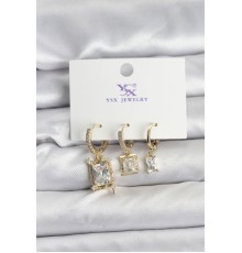 Gold Renk Zirkon Taşlı Kadın Küpe