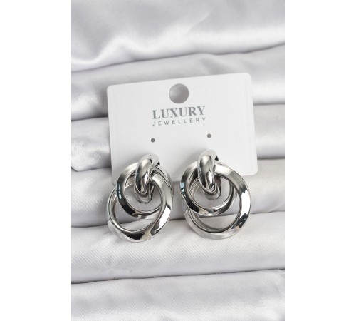 Gümüş Renk Halka Model Pirinç Kadın Küpe