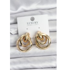 Gold Renk Halka Model Pirinç Kadın Küpe