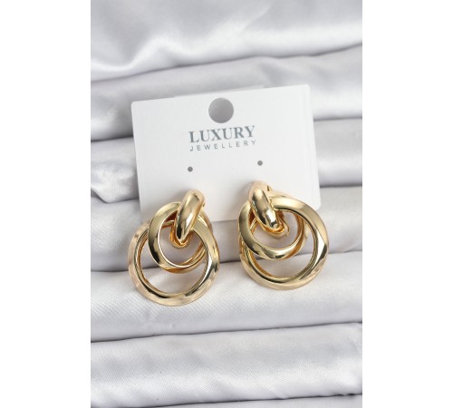 Gold Renk Halka Model Pirinç Kadın Küpe