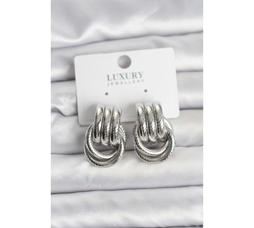 Gümüş Renk Halka Modelli Pirinç Kadın Küpe