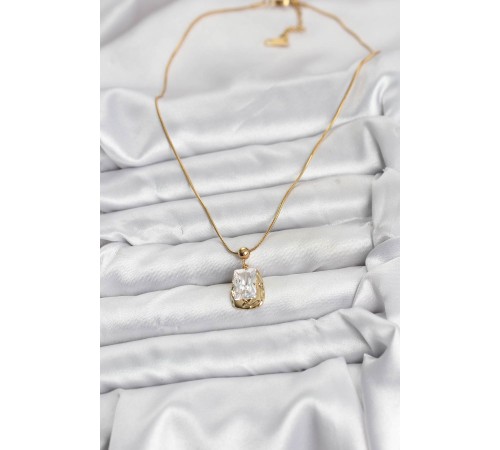 316L Çelik Zincir Gold Renk Zirkon Taşlı Kadın Kolye