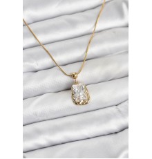 316L Çelik Zincir Gold Renk Zirkon Taşlı Kadın Kolye