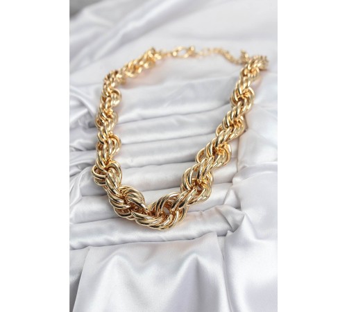 Pirinç Gold Renk Sarmal Halat Model Kadın Kolye