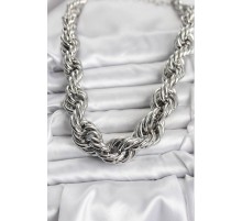 Pirinç Gümüş Renk Sarmal Halat Model Kadın Kolye