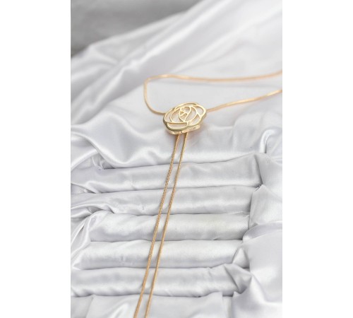 Pirinç Gold Renk Gül Model Asansörlü Kadın Kolye