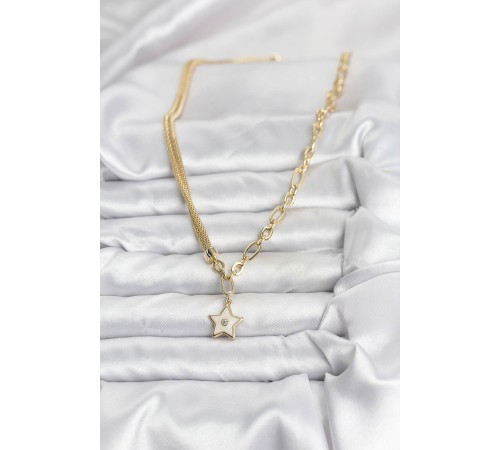 Gold Renk Pirinç Yıldız Model Kadın Kolye