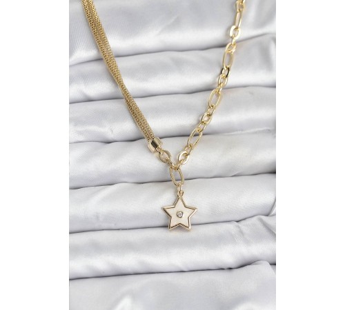 Gold Renk Pirinç Yıldız Model Kadın Kolye