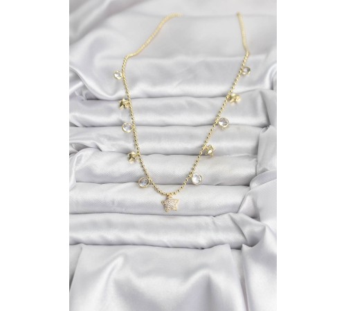 Pirinç Gold Renk Yıldız Model Kadın Kolye