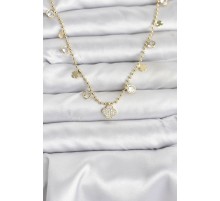 Pirinç Gold Renk Yonca Model Kadın Kolye