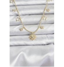 Pirinç Gold Renk Güneş Model Kadın Kolye