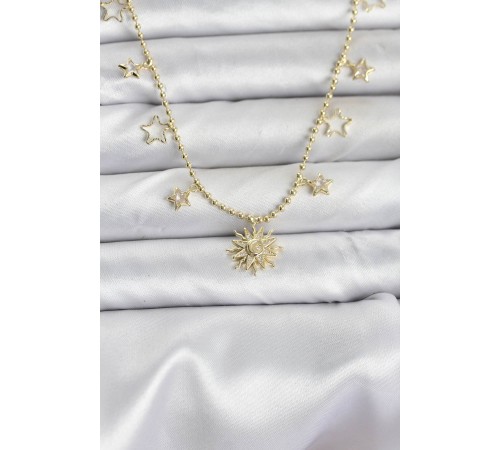 Pirinç Gold Renk Güneş Model Kadın Kolye