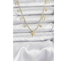 Pirinç Gold Renk Zirkon Taşlı Kutup Yıldızı Model Kadın Kolye