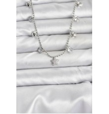 Pirinç Gümüş Renk Yıldız Model Kadın Kolye