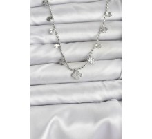 Pirinç Gümüş Renk Yonca Model Kadın Kolye