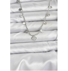 Pirinç Gümüş Renk Yonca Model Kadın Kolye