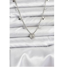 Pirinç Gümüş Renk Kalp Model Kadın Kolye