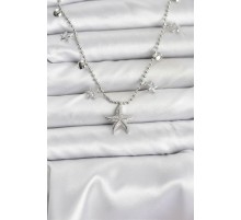 Pirinç Gümüş Renk Zirkon Taşlı Deniz Yıldızı Model Kadın Kolye