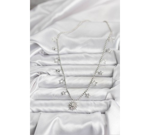 Pirinç Gümüş Renk Güneş Model Kadın Kolye