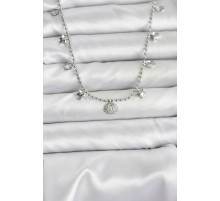 Pirinç Gümüş Renk Zirkon Taşlı Deniz Kabuğu Model Kadın Kolye