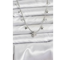 Pirinç Gümüş Renk Zirkon Taşlı Kutup Yıldızı Model Kadın Kolye