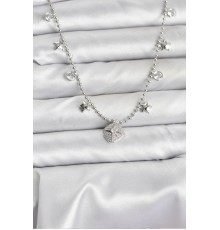 Pirinç Gümüş Renk Zirkon Taşlı Kutup Yıldızı Model Kadın Kolye