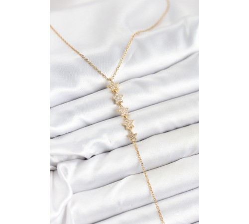 316L Çelik Zincir Gold Renk Yıldız Model Y Kolye