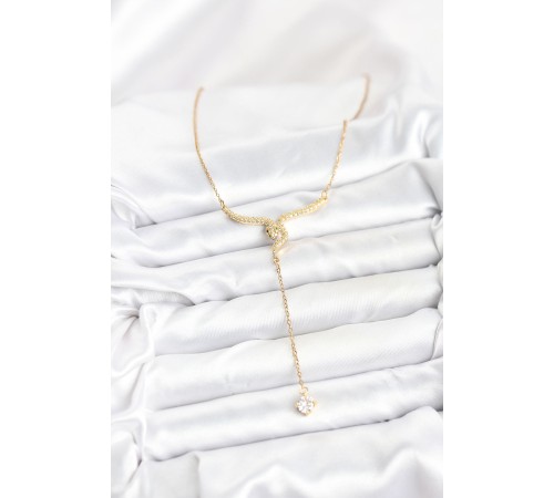 316L Çelik Zincir Gold Renk Yılan Model Y Kolye