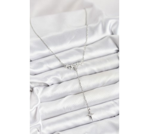 316L Çelik Zincir Gümüş Renk Yıldız Model Y Kadın Kolye