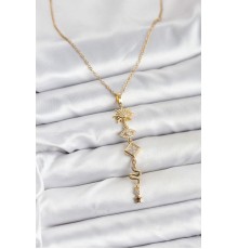 316L Çelik Zincir Gold Renk Güneş ve Enerji Model Kadın Y Kolye